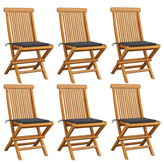 Zahradní Židle S Antracitovými Poduškami 6 Ks Masivní Teak