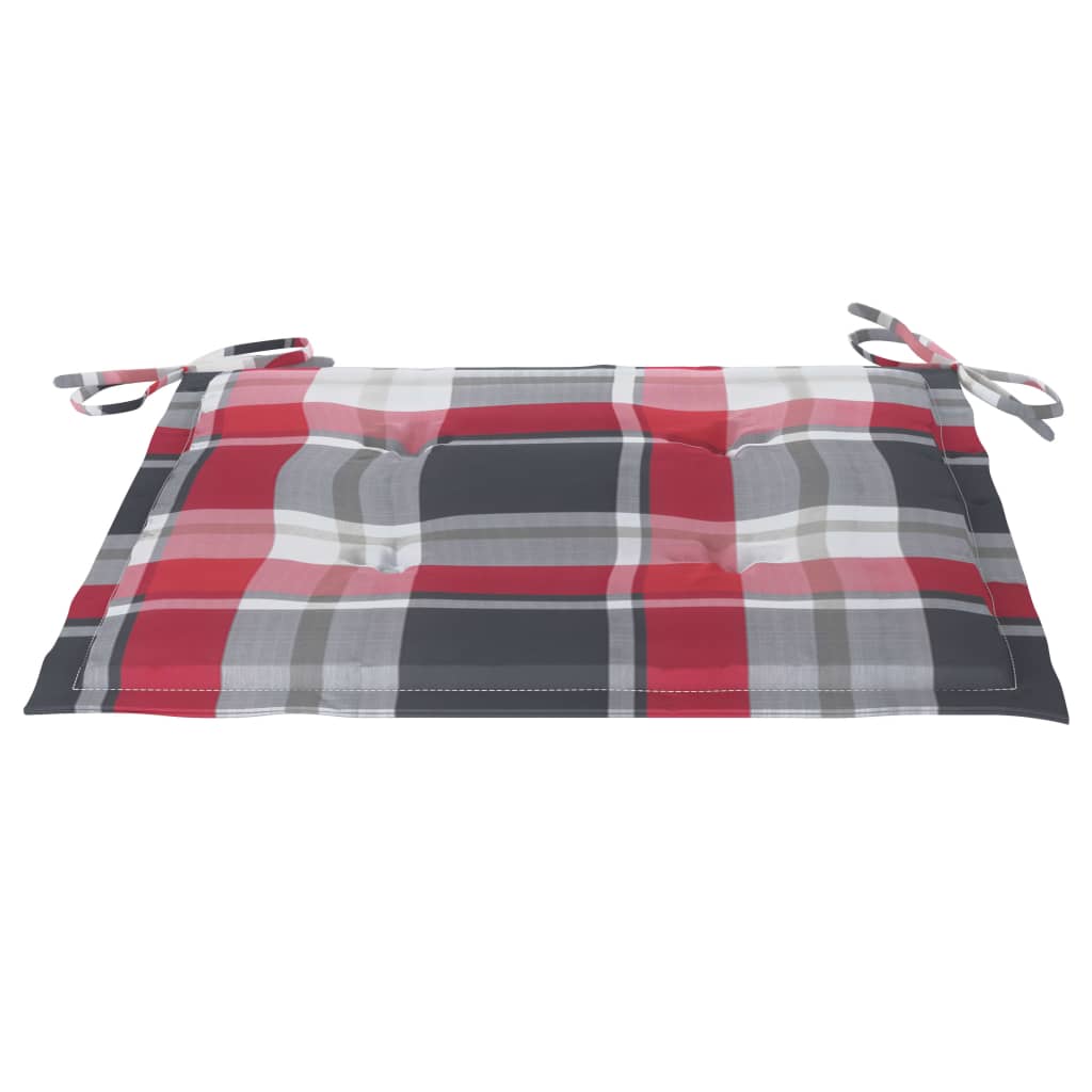 Zahradní Židle S Červeně Károvanými Poduškami 6 Ks Masivní Teak