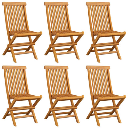 Zahradní Židle S Šedými Poduškami 6 Ks Masivní Teak