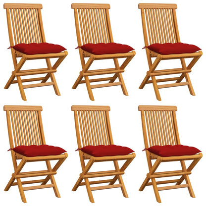 Zahradní Židle S Šedými Poduškami 6 Ks Masivní Teak