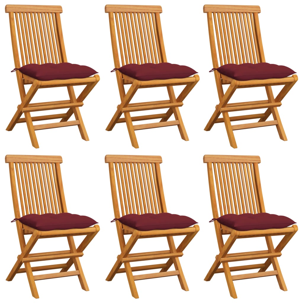 Zahradní Židle S Šedými Poduškami 6 Ks Masivní Teak