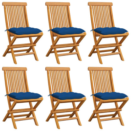 Zahradní Židle S Šedými Poduškami 6 Ks Masivní Teak