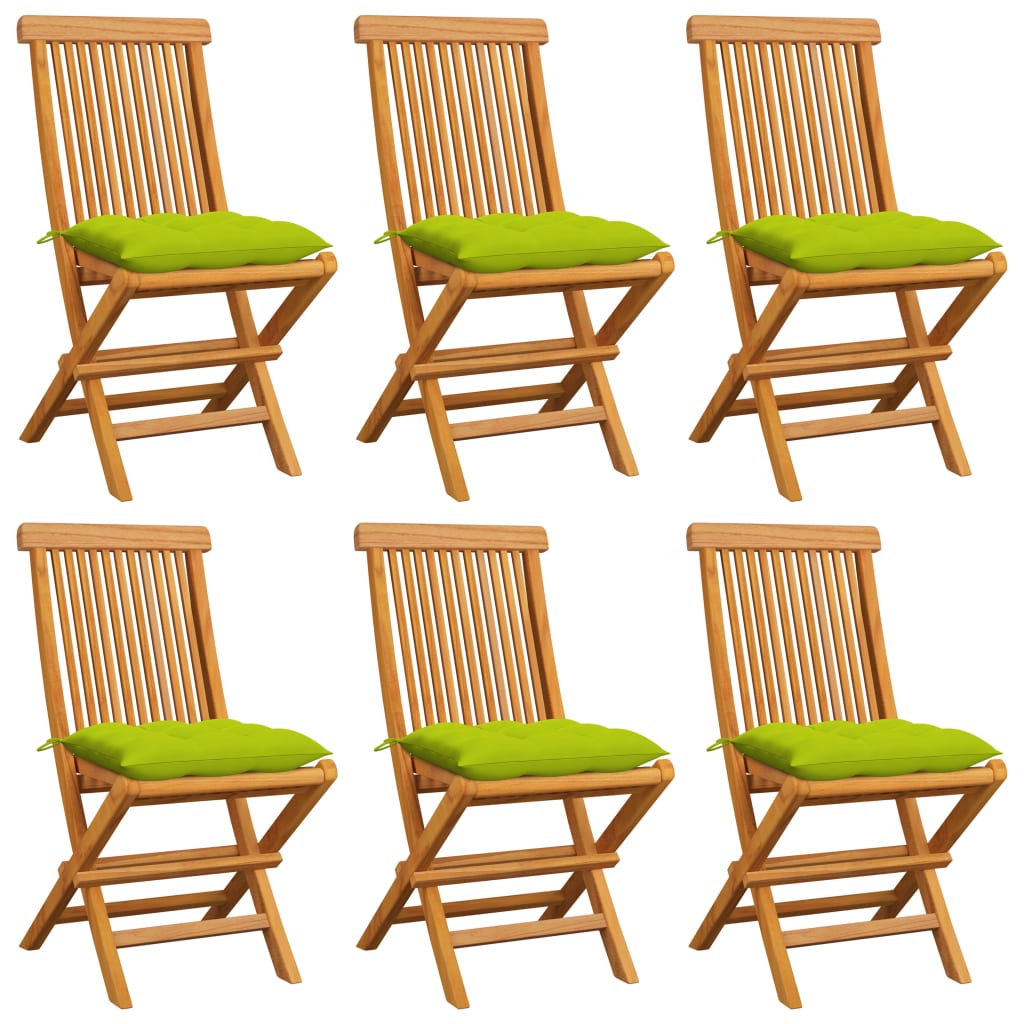 Zahradní Židle S Šedými Poduškami 6 Ks Masivní Teak