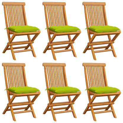 Zahradní Židle S Šedými Poduškami 6 Ks Masivní Teak