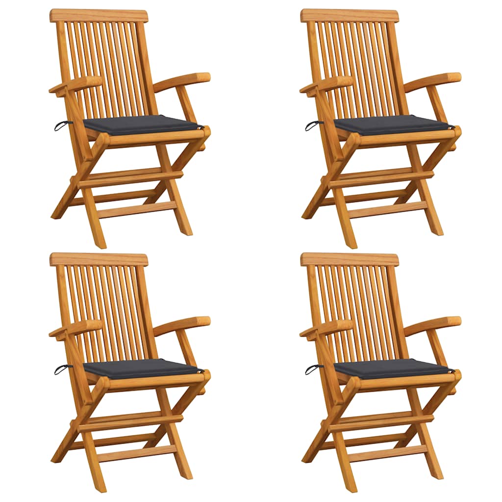 Zahradní Židle S Červeně Károvanými Poduškami 6 Ks Masivní Teak