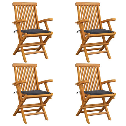 Zahradní Židle S Červeně Károvanými Poduškami 6 Ks Masivní Teak