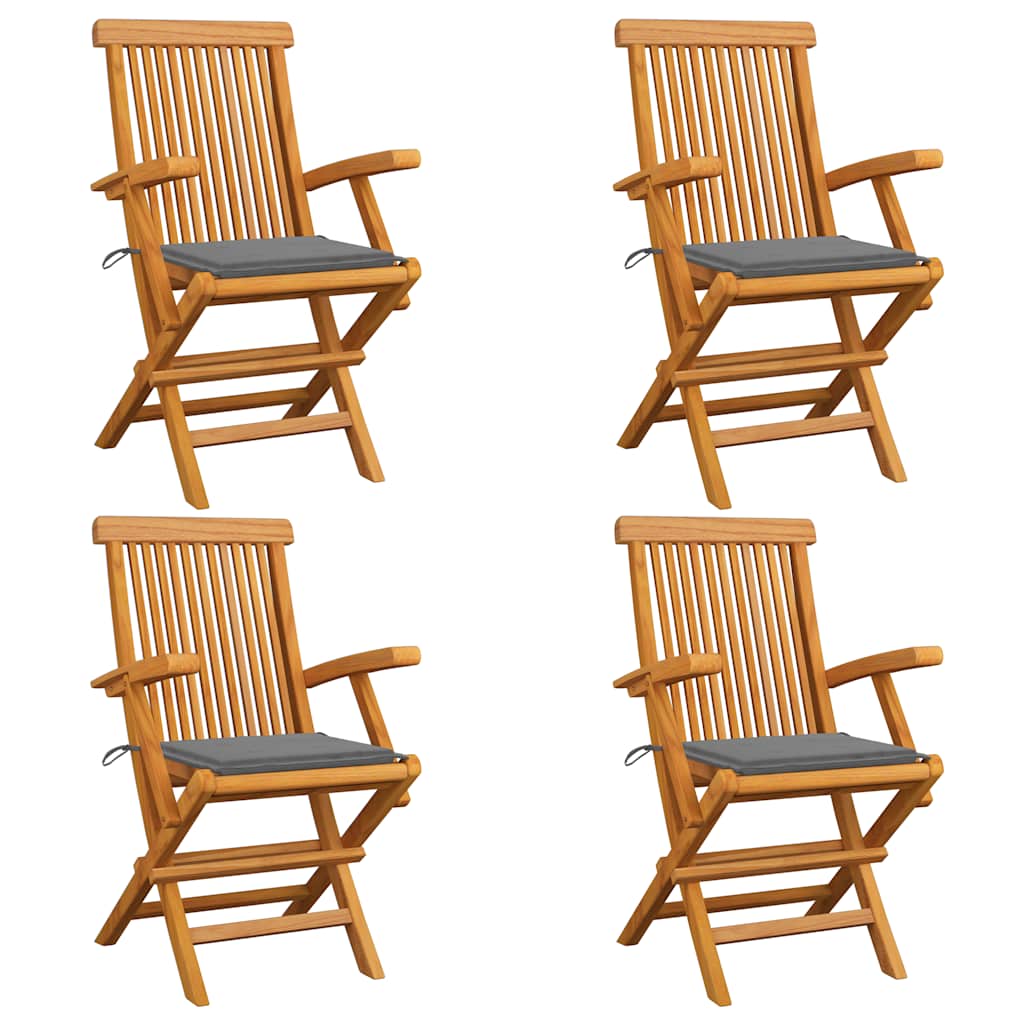 Zahradní Židle S Červeně Károvanými Poduškami 6 Ks Masivní Teak