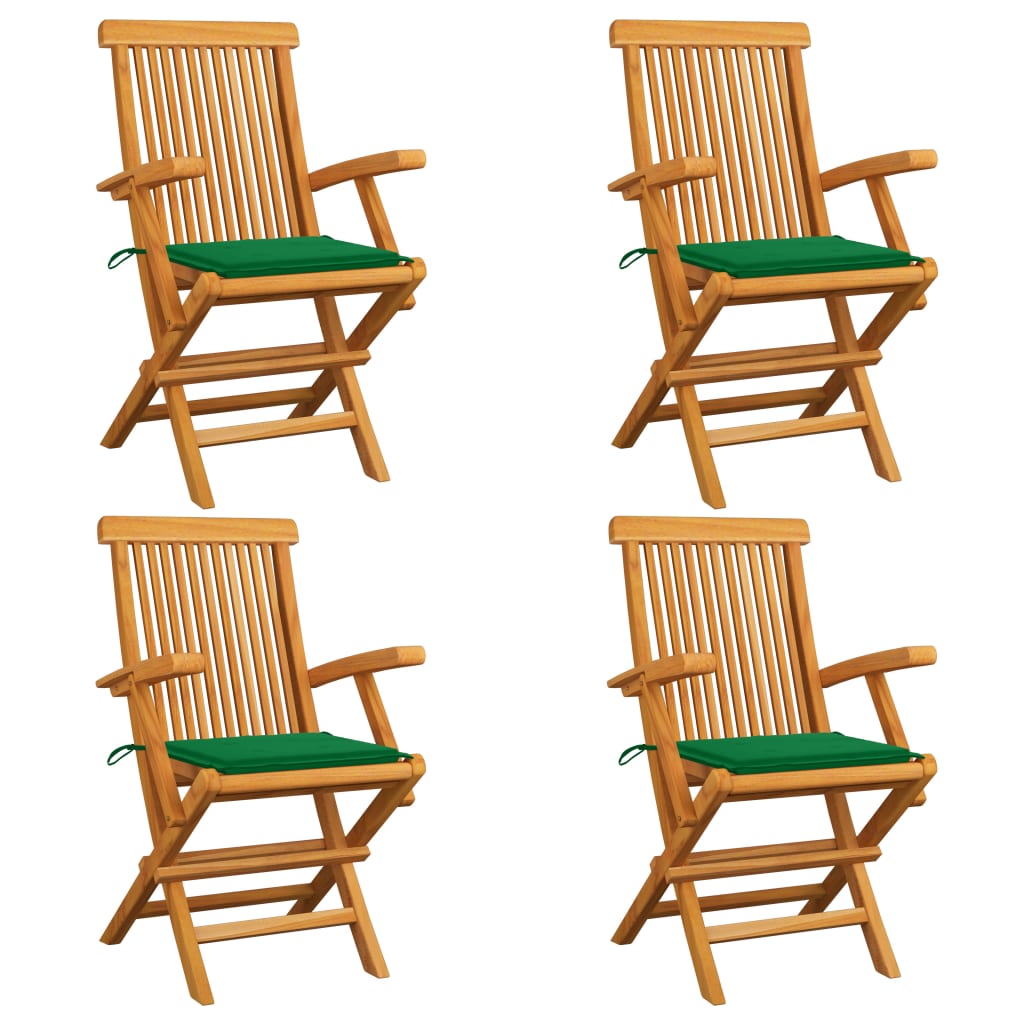 Zahradní Židle S Červeně Károvanými Poduškami 6 Ks Masivní Teak