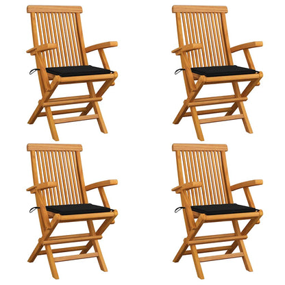 Zahradní Židle S Červeně Károvanými Poduškami 6 Ks Masivní Teak