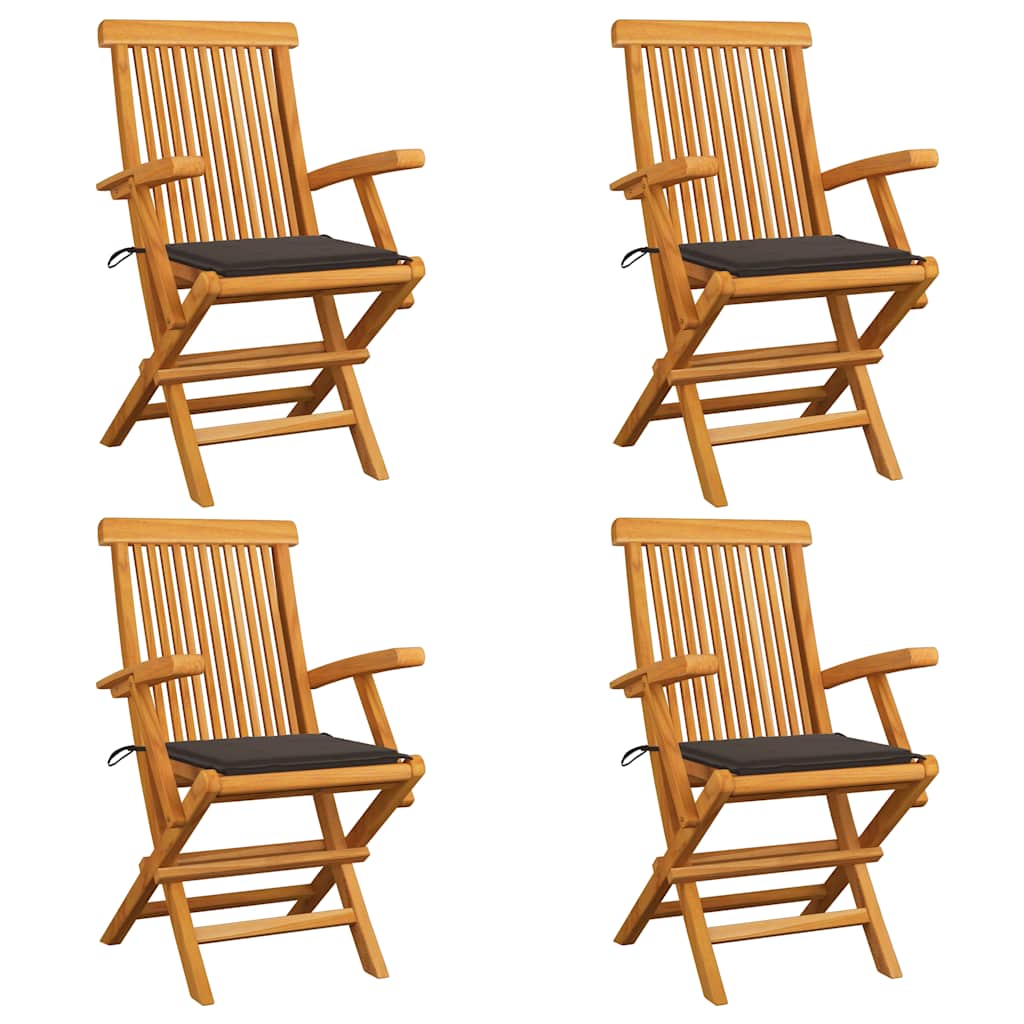 Zahradní Židle S Červeně Károvanými Poduškami 6 Ks Masivní Teak