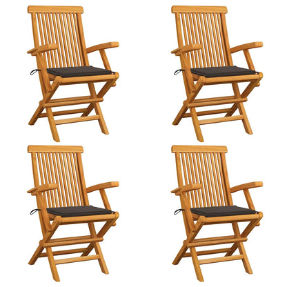 Zahradní Židle S Červeně Károvanými Poduškami 6 Ks Masivní Teak