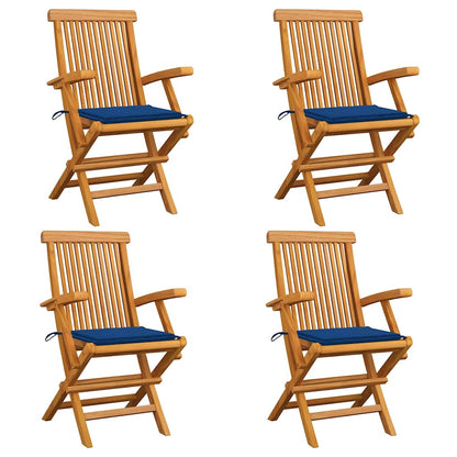 Zahradní Židle S Červeně Károvanými Poduškami 6 Ks Masivní Teak