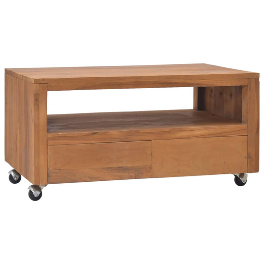 Tv Skříňka S Kolečky 80 × 50 × 42 Cm Masivní Teakové Dřevo