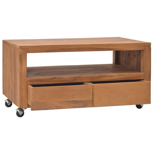 Tv Skříňka S Kolečky 80 × 50 × 42 Cm Masivní Teakové Dřevo