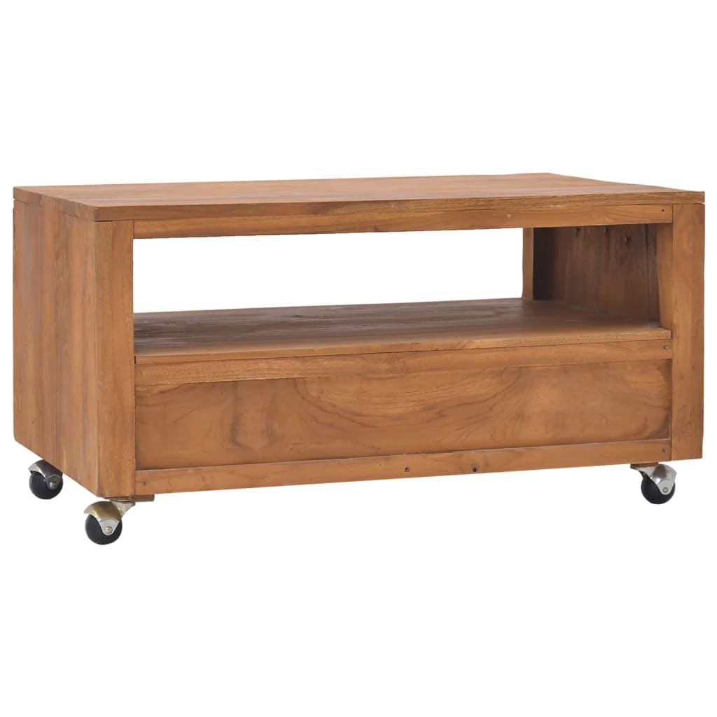 Tv Skříňka S Kolečky 80 × 50 × 42 Cm Masivní Teakové Dřevo