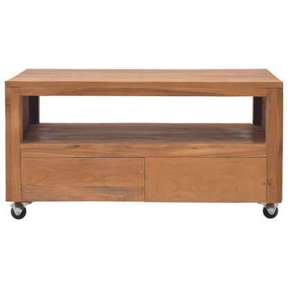 Tv Skříňka S Kolečky 80 × 50 × 42 Cm Masivní Teakové Dřevo