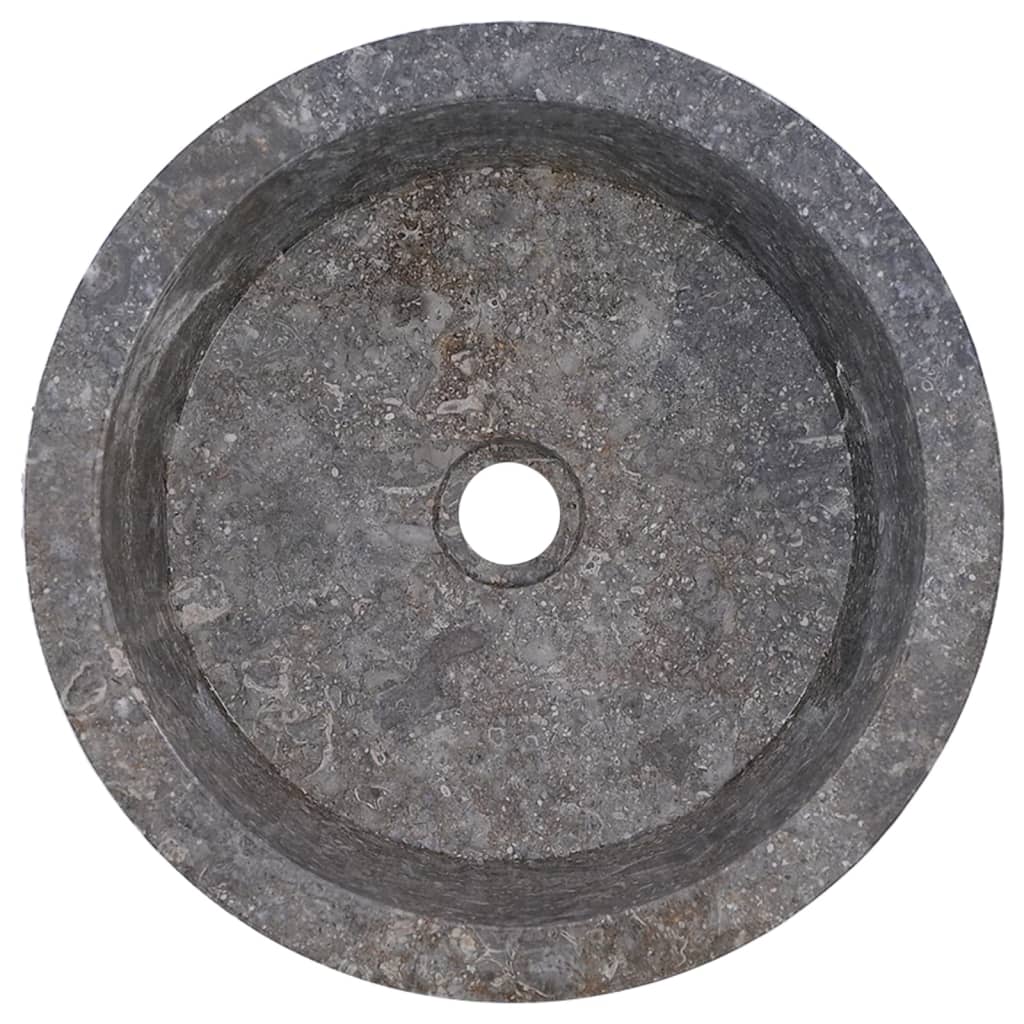 Umyvadlo Šedé Ø 40 X 15 Cm Mramor