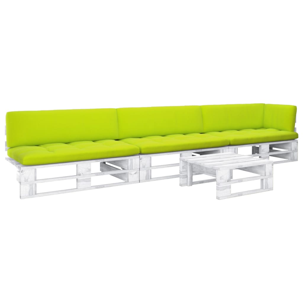 2Místná Pohovka Z Palet S Poduškami Černá Impregnovaná Borovice Jasně Zelená