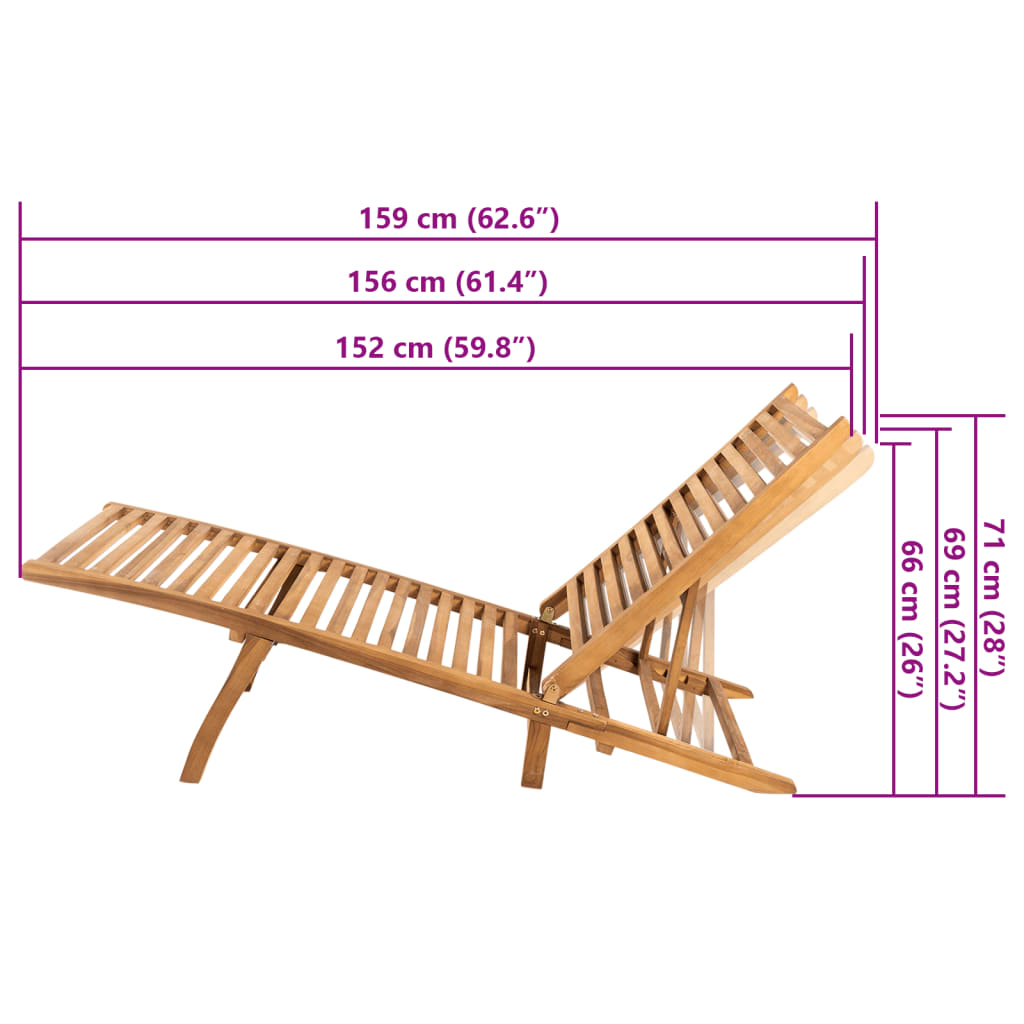 Zahradní Lehátko Masivní Teak