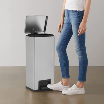 Odpadkový Koš S Pedálem 30 L Šedý Nerezová Ocel