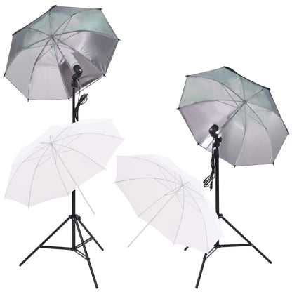 Foto Studio Set Se Softboxy, Deštníky, Pozadím, Odraznou Deskou