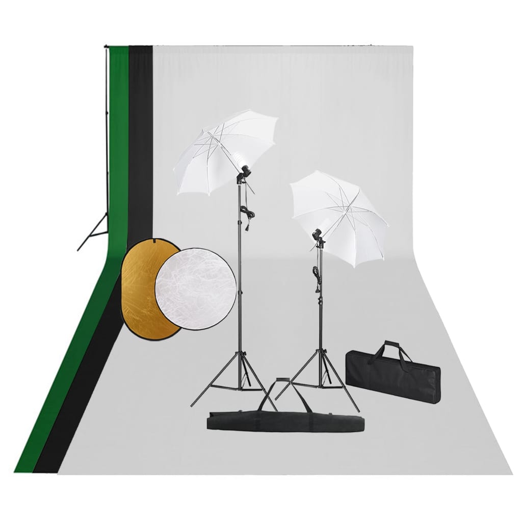 Foto Studio Set Se Světly, Pozadím A Odraznou Deskou