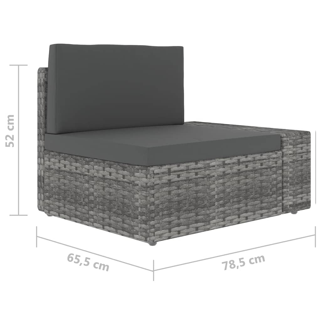 6Dílná Zahradní Sedací Souprava Polyratan Šedá