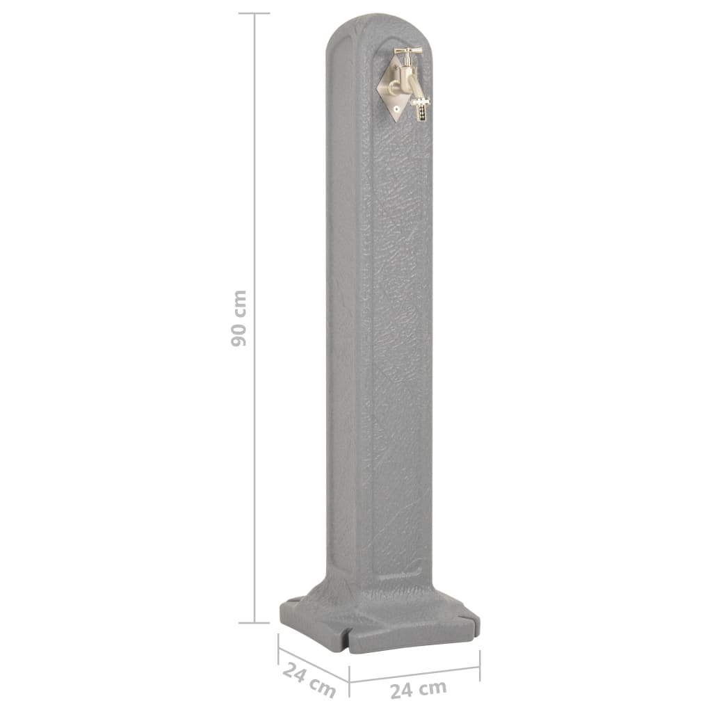 Zahradní Sloupek Na Vodu S Kohoutkem Světle Šedý Kamenný Vzhled