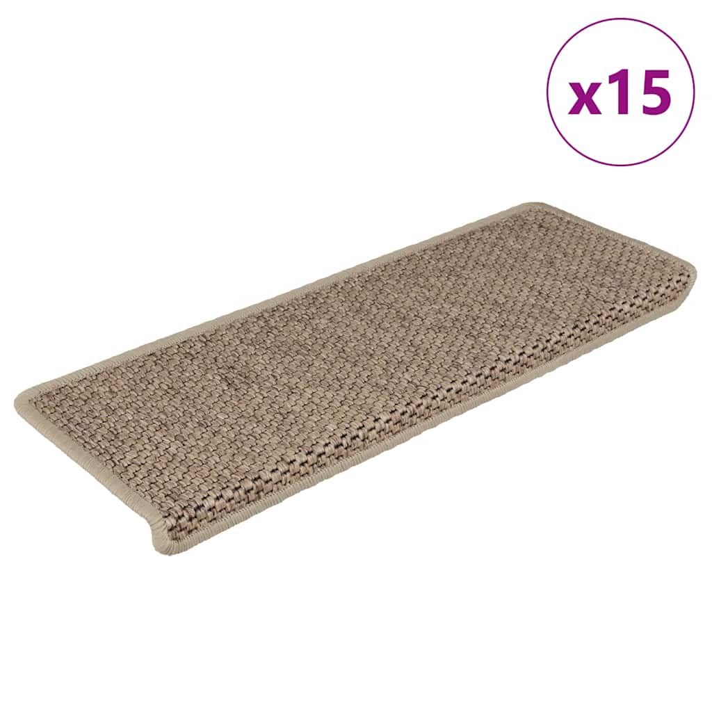 Samolepící Nášlapy Na Schody Sisal 15Ks 65X21X4Cm Šedé A Béžové