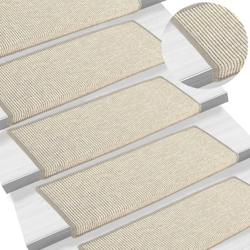 Schodové Rohože 15 Ks 65 X 21 X 4 Cm Světle Béžové S Obdélníkovým Okrajem