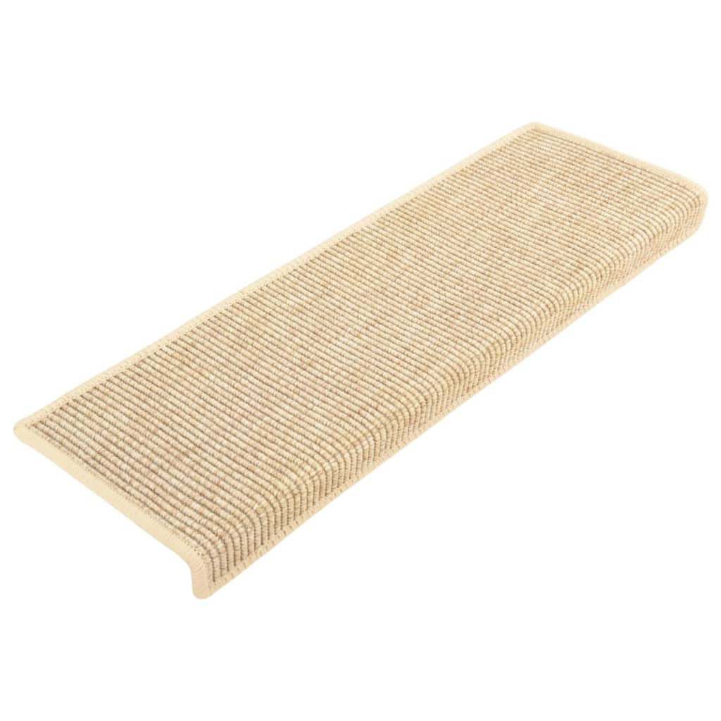 Schodové Rohože 15 Ks 65 X 21 X 4 Cm Světle Béžové S Obdélníkovým Okrajem