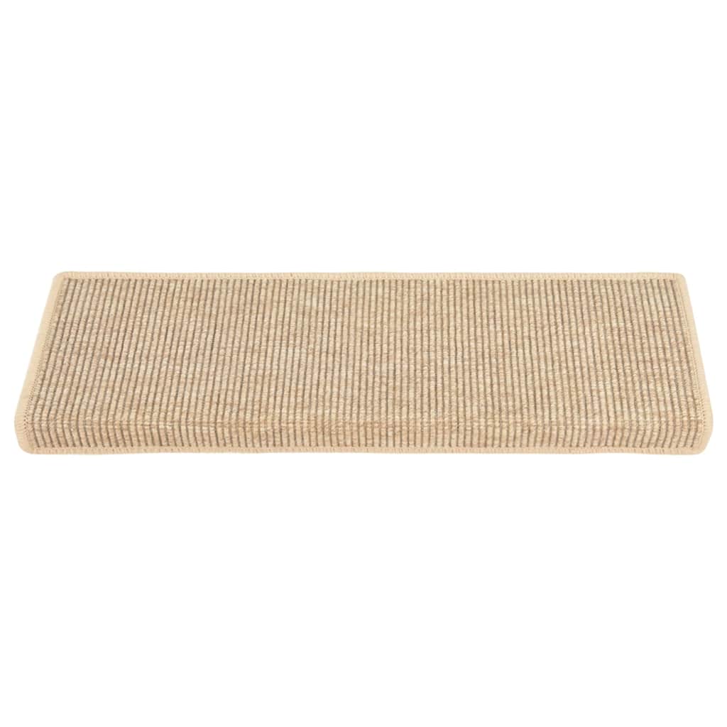 Schodové Rohože 15 Ks 65 X 21 X 4 Cm Světle Béžové S Obdélníkovým Okrajem