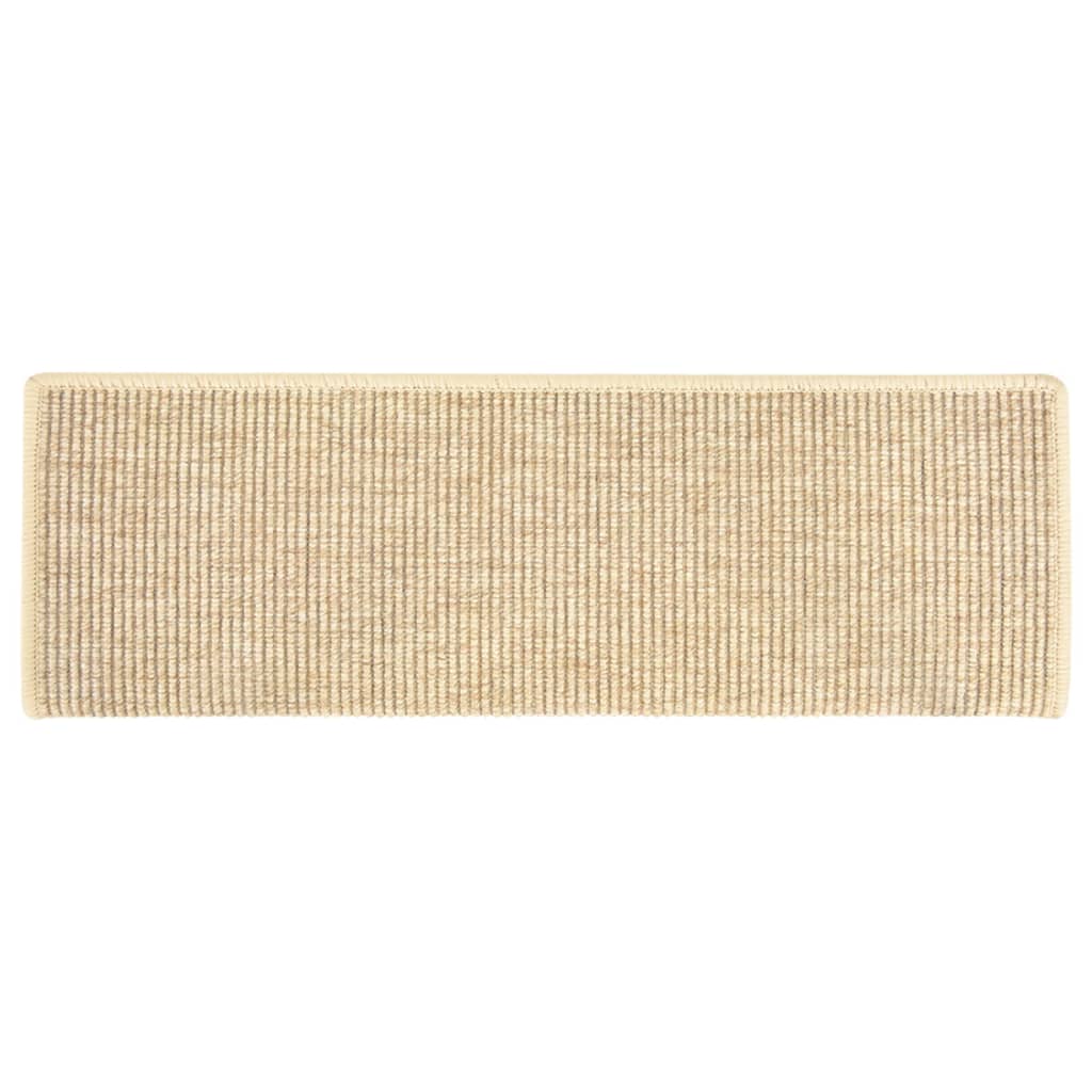 Schodové Rohože 15 Ks 65 X 21 X 4 Cm Světle Béžové S Obdélníkovým Okrajem