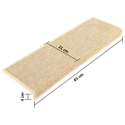 Schodové Rohože 15 Ks 65 X 21 X 4 Cm Světle Béžové S Obdélníkovým Okrajem