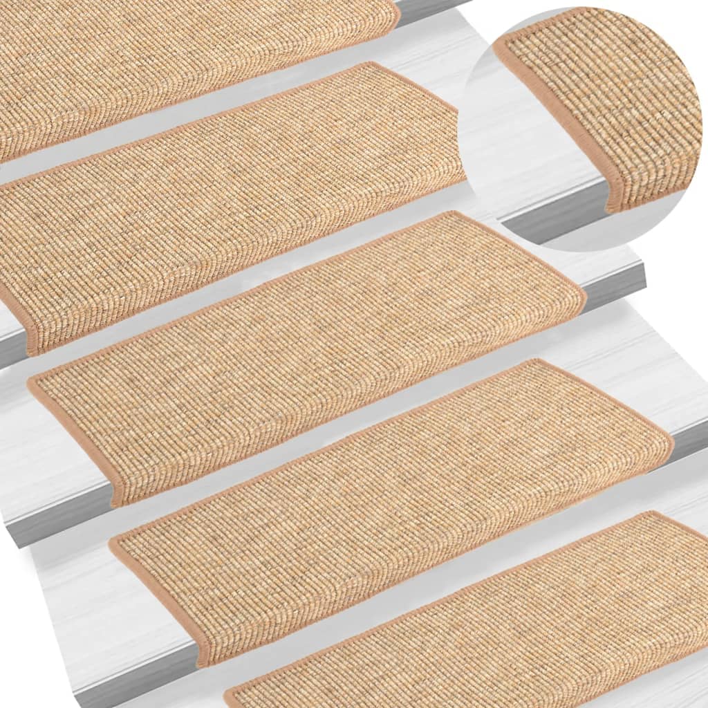 Schodové Rohože 15 Ks 65 X 21 X 4 Cm Světle Béžové S Obdélníkovým Okrajem