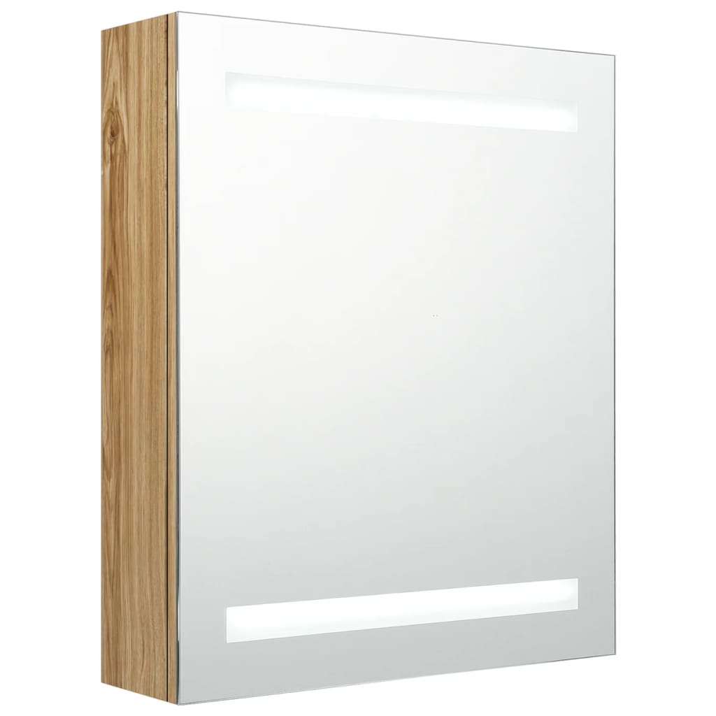 Led Koupelnová Skříňka Se Zrcadlem Dub 50 X 14 X 60 Cm