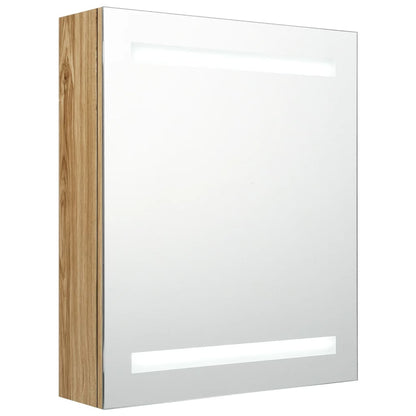 Led Koupelnová Skříňka Se Zrcadlem Dub 50 X 14 X 60 Cm