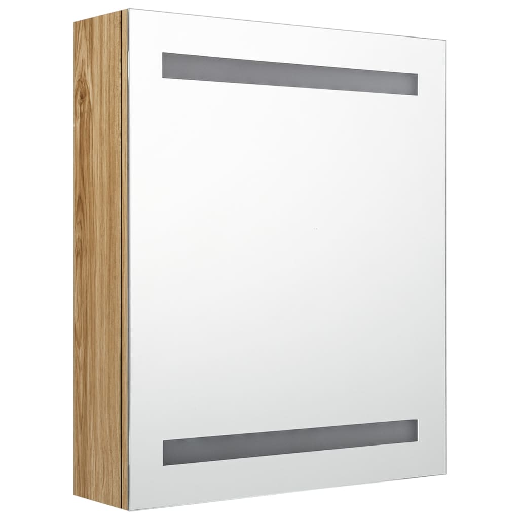 Led Koupelnová Skříňka Se Zrcadlem Dub 50 X 14 X 60 Cm