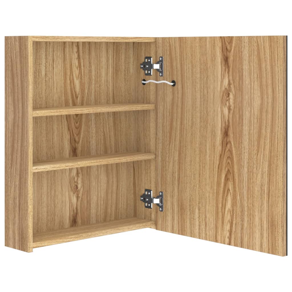 Led Koupelnová Skříňka Se Zrcadlem Dub 50 X 14 X 60 Cm