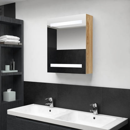Led Koupelnová Skříňka Se Zrcadlem Dub 50 X 14 X 60 Cm