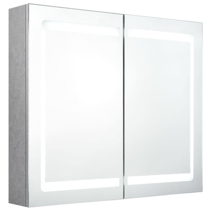 Led Koupelnová Skříňka Se Zrcadlem Betonově Šedá 80X12X68 Cm