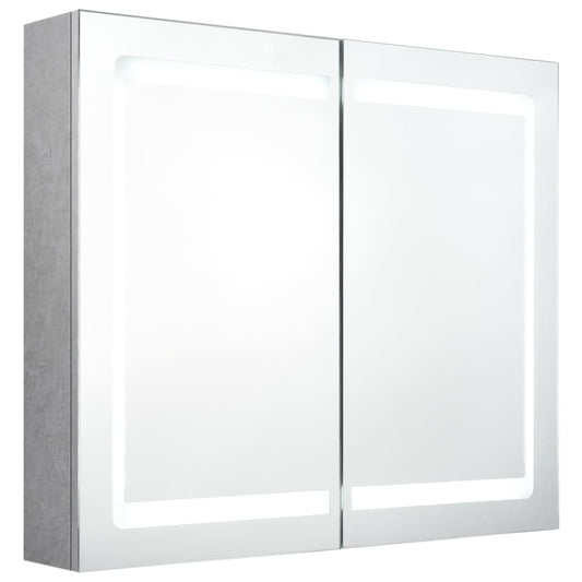 Led Koupelnová Skříňka Se Zrcadlem Betonově Šedá 80X12X68 Cm