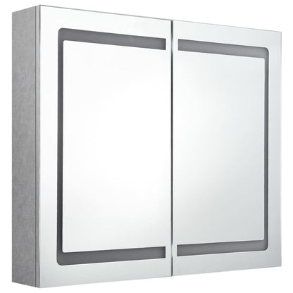 Led Koupelnová Skříňka Se Zrcadlem Betonově Šedá 80X12X68 Cm