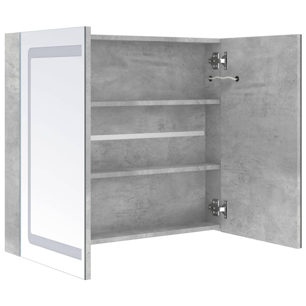 Led Koupelnová Skříňka Se Zrcadlem Betonově Šedá 80X12X68 Cm