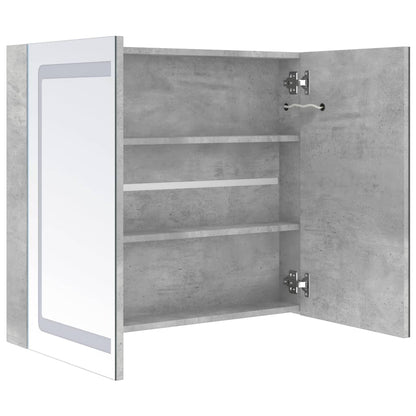 Led Koupelnová Skříňka Se Zrcadlem Betonově Šedá 80X12X68 Cm