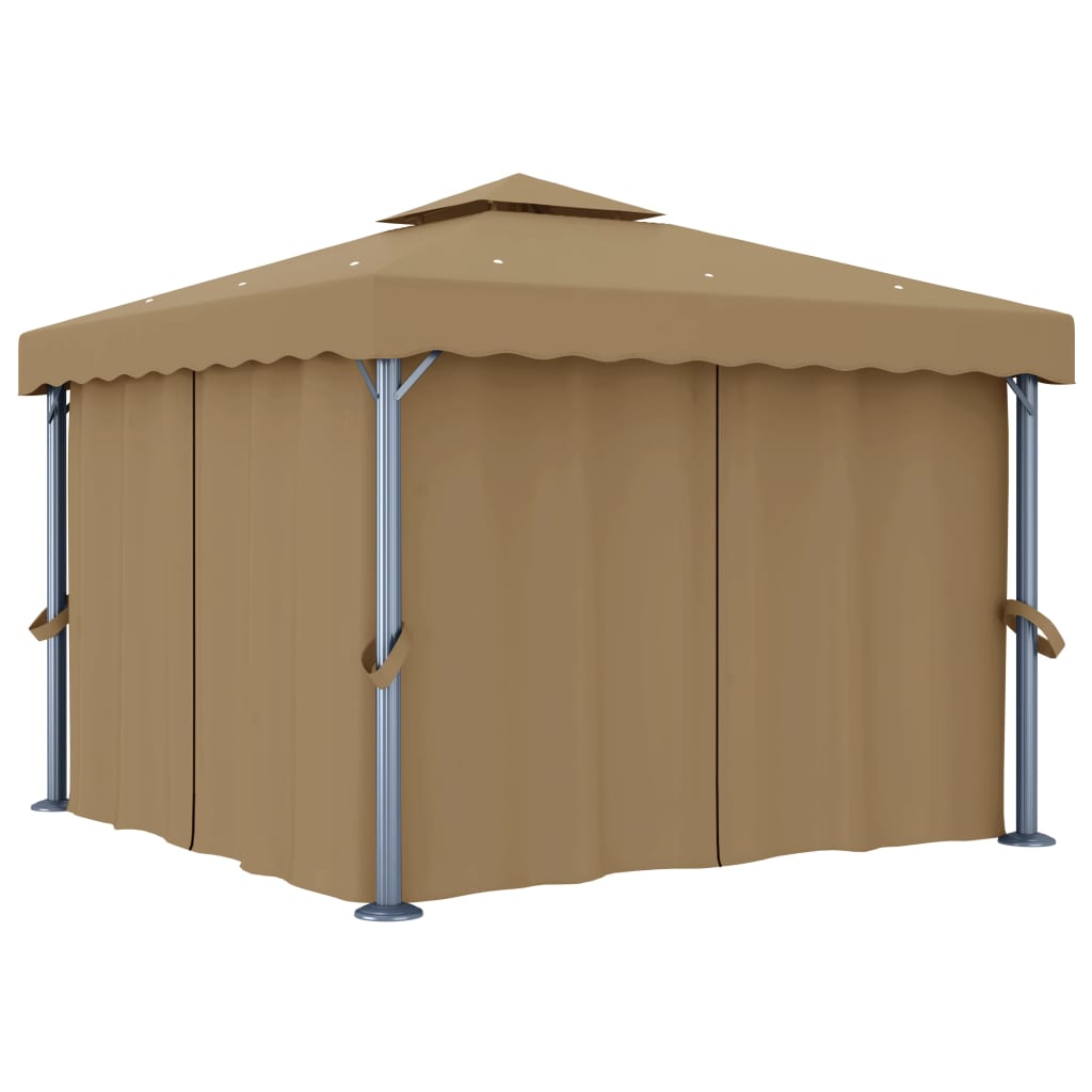 Altán Se Závěsy 3 X 3 M Taupe Hliník