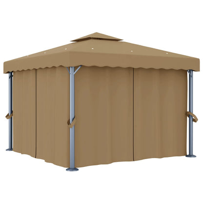 Altán Se Závěsy 3 X 3 M Taupe Hliník