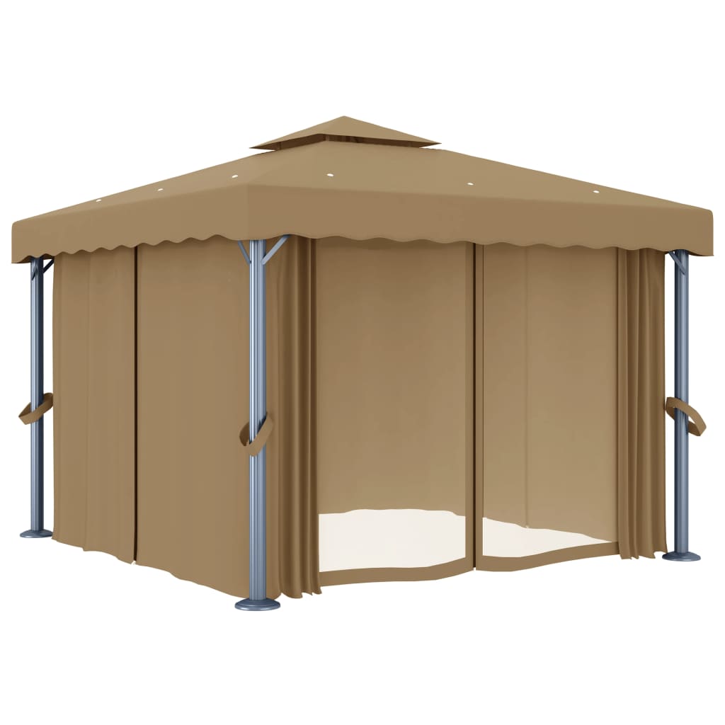 Altán Se Závěsy 3 X 3 M Taupe Hliník