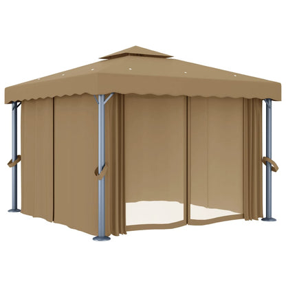 Altán Se Závěsy 3 X 3 M Taupe Hliník