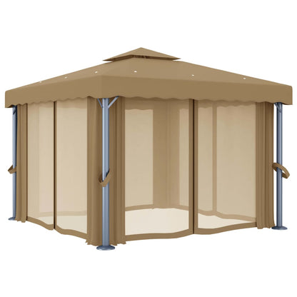 Altán Se Závěsy 3 X 3 M Taupe Hliník